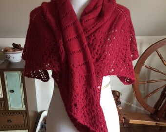 Hand-knit Lace Angora Shawl