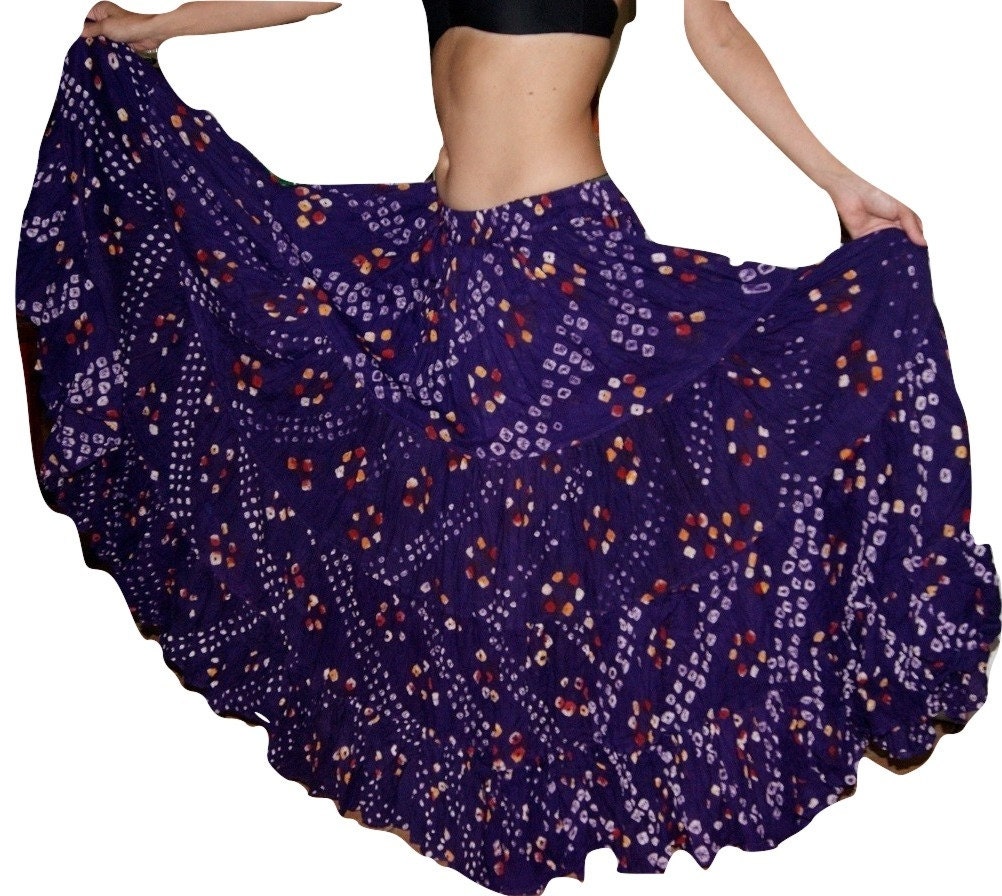 25 Yard Polka dot purple cotton belly dancing skirt