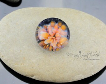Orange and Blue - Lampwork Glass Cabochon - 17mm - Jewelry Making Supply
