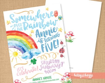 Rainbow Birthday Invitation / Rainbow Invite / Printable Invitation / Somewhere Over the Rainbow / Party Invitation / Rainbow Birthday