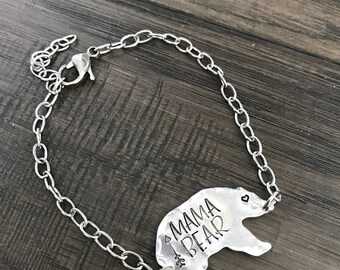 Mama Bear bracelet. Hand stamped bracelet. Custom. Mothers jewelry. Gift for her. New mom gift. Momma bear. Mother's day gift