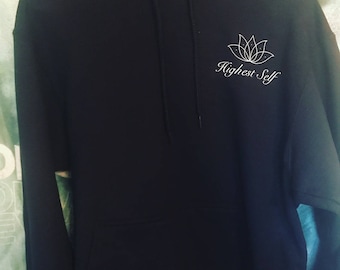 HS Lotus Black Hoodie 100% cotton