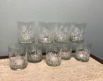 Mid Century Georges Briard Low Ball Rocks Glasses - Set of 9