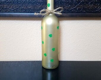 St. Patrick's Day Wine Bottle - St. Patrick's Day Decor - Wine Bottle - Wine Bottle Decor - Wine Decor - Wine Gift - Wine Lover Gift