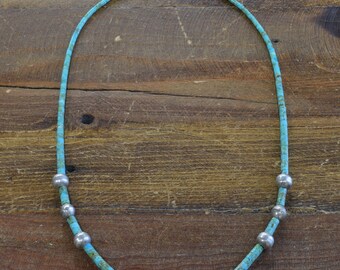 Vintage Navajo Turquoise Sterling Silver Necklace