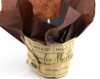 Pacific Northwest cotton wick Votive Candle 2 oz, Citrus earthy soy candle, Natural votive candle Victoria, BC Vancouver Island Canada