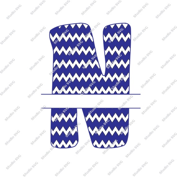 Download Digital Cut File Split Chevron monogram Letter Letter N