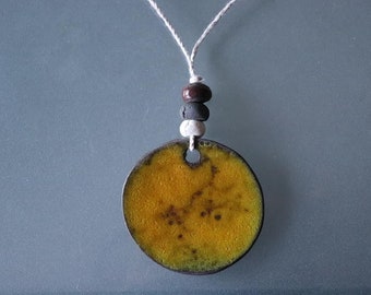 Yellow ceramic handmade necklace