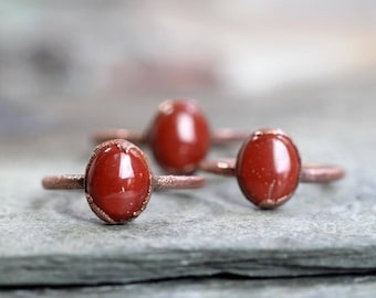 Red Jasper Ring - Small Stone Ring - Simple Stone Stacking Ring
