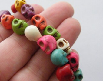 40 Mixed colours skull beads 10 x 10mm SK6