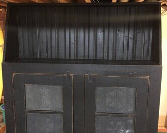Distressed Black Primitive Pie Safe