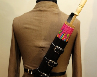 Steampunk Leather Parasol Back Holster