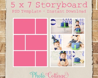 Plantilla de Storyboard de fotografía 5 x 7, plantilla de fotografía, fotógrafo Blog plantillas, plantilla de Blog Junta, Collage Digital