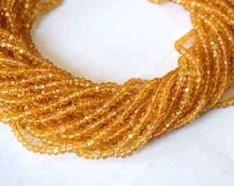 5 strand AAA Citrine faceted rondelle beads 3-4mm, Citrine rondelle beads, Citrine loose stone wholesale lot price