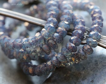 SO ME BITS .. 30 Premium Picasso Czech Rondelle Glass Beads 3x5mm (4885-st)