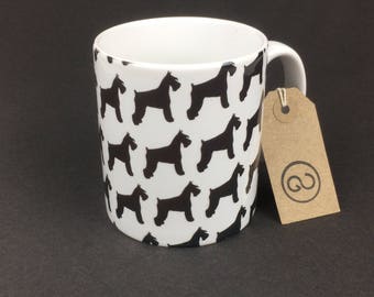 Beautiful, stylish and utterly unique 'SCHNAUZER' ceramic coffee mug. By The Good Continuation Design Company. Miniature Schnauzer Dog.