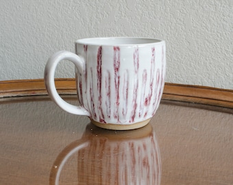 Carved Red and White Ceramic Mug