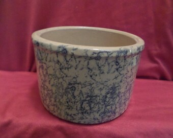 Robinson Ransbottom Blue Spongeware Pottery Butter Crock and Small Pitcher Roseville Ohio #700