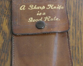 Vintage Leder kleine Werkzeug Stift Tasche Messer nähkasten