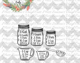 Kitchen Conversion Chart SVG | Measurement Chart SVG | Measuring Cups Svg Eps Png Dxf | Digital Download | Personal & Commercial Use