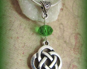 Silver Celtic Knot and Crystal Necklace
