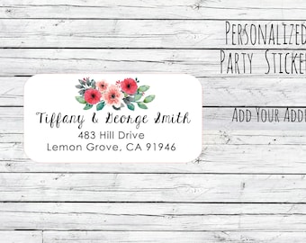 Return Address Labels Stickers Floral Return Address Labels, Cute Address Labels, Flowers Return Address Labels, Floral Address Labels