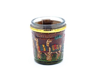 Vintage Tooled Leather Ecuador Shot Glass