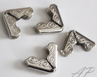 Metal Book Corner Collar Corner for DIY Book Binding Craft Tool in Silver Vintage Style 20pc