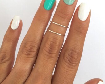 2 Silver Simple Band Midi Rings. Non tarnish, mid knuckle stacking rings