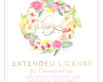 Extended Commercial License for unlimited printed items for ONE design/listing - Whimsical Digitals