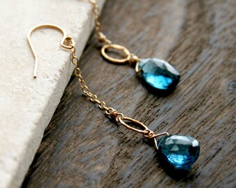 Blue Topaz Earrings, Gemstone Earrings, Birthstone Earrings, London Blue Topaz