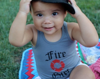 Firefighter Tank - Infant Racer Back Tank - Infant Fire Tank - Toddler Fire Tank- girl fire tank