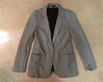 Gray Cotton, Pin-Striped Line Blazer from EXPRESS