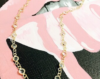 Crystal Bezel Gold Choker