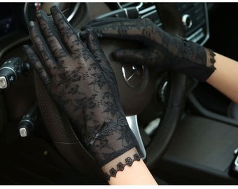 Lace Sunscreen Gloves, UV gloves, Lace gloves, Black lace gloves, Party Gloves, Wedding Gloves