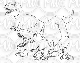 Dinosaur,T-rex, Printable Coloring Page, Digital Stamp, illustration Coloring Book, Instant download, Line Art, Crafts, Cards, Dinosaur #054