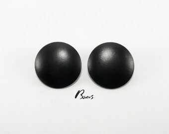 Bucis - Black leather earrings, Handmade earrings, Round earrings Oversized earrings Stud earrings Stainless steel Jewelry