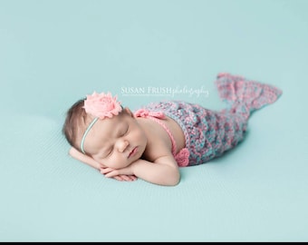 Crocheted Mermaid Tail Newborn Mermaid Outfit Baby Photo Prop Baby Mermaid Photo Prop