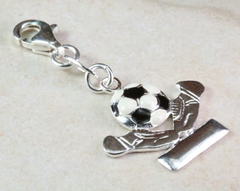Soccer Charm. Traditional Silver Charm. Football trophy charm.