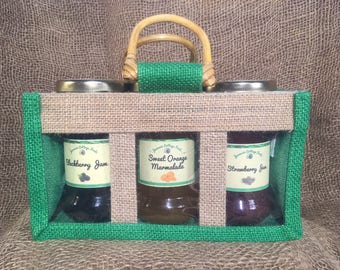 3 jar jute gift bag