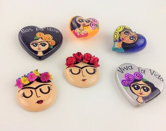 Frida Kahlo Large Pendant Handmade Hand painted Mexican Frida Kahlo Necklace