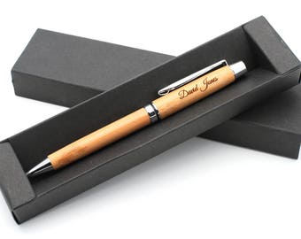 Personalised Bamboo Wooden Pen + Gift Box | Custom Bespoke Laser Engraved