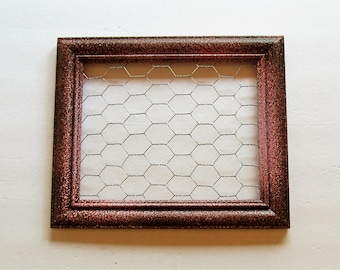 Pink and Brown Chicken Wire Frame, Framed Earring Holder