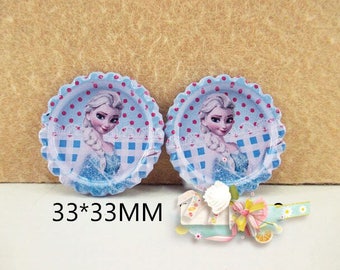 SET of 5 APPLIQUE cabochon ELSA anna frozen bottle cap
