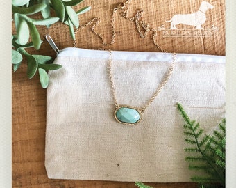 Mint. Necklace -- (Vintage-Style, Simple, Modern, Minimalist, Turquoise, Bridesmaid Gift, Stone Necklace, Spring, Birthday Gift Under 20)