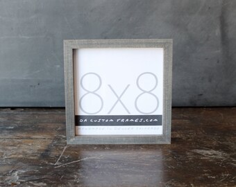 8x8 picture frame with driftwood gray finish part of Drift Collection . 8x8 handmade picture frame .