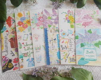Watercolor Bookmarks - set of 6
