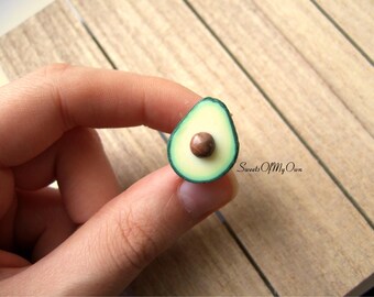 Avocado Pin - Avocado Brooch - Food Brooch - Lapel Pin - Food Pin - Handmade in UK with Polymer Clay
