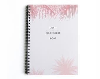 Notebook - A5 White & Pink Notebook - Spiral Bound Notebook - Do it now!