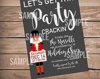 Nutcracker Christmas Invitation, Let's get this party crackin', Christmas Party, Holiday Party